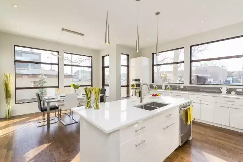 modern kitchen with UV protection film
